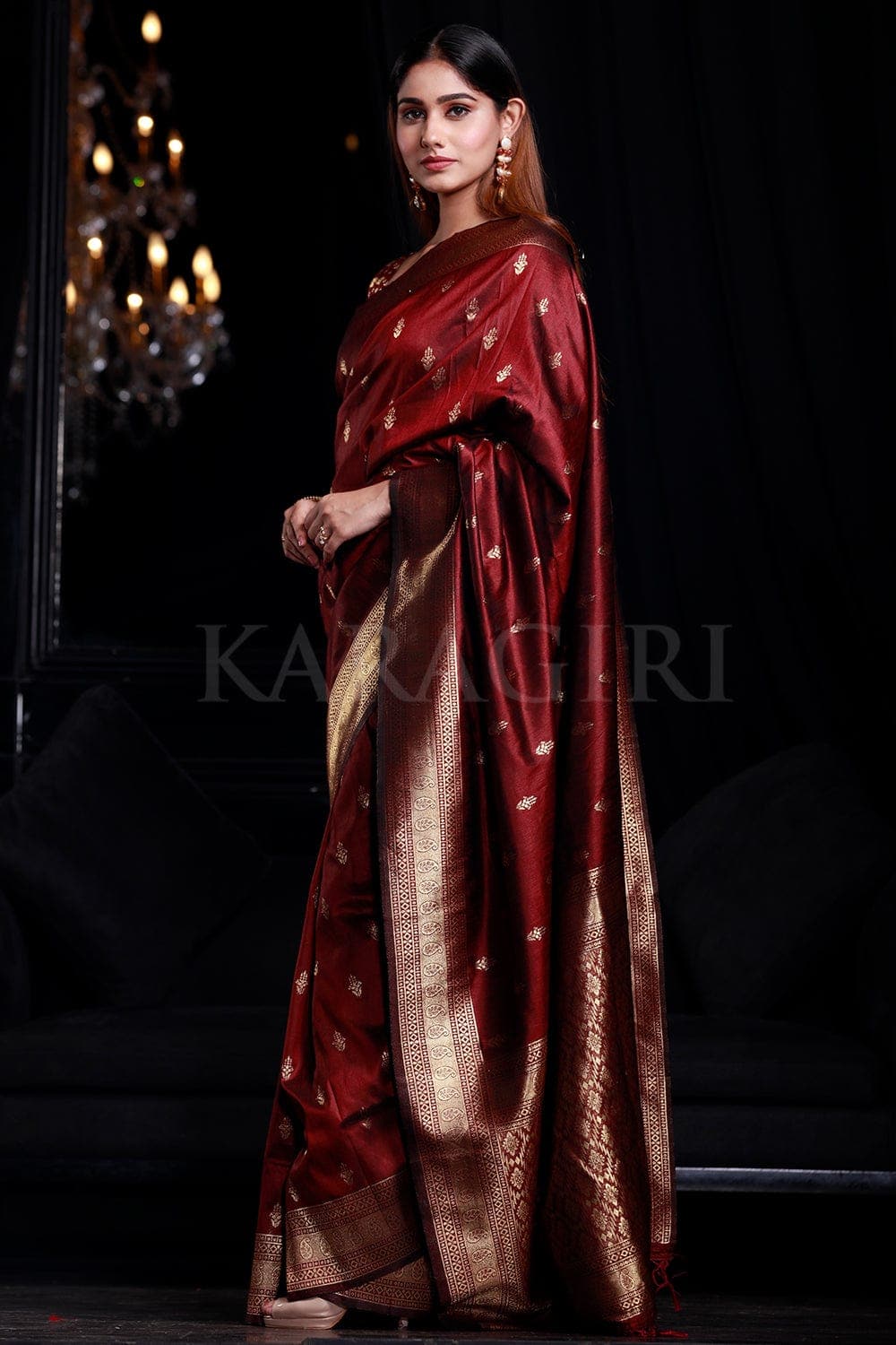 Mahogany Maroon Banarasi Saree