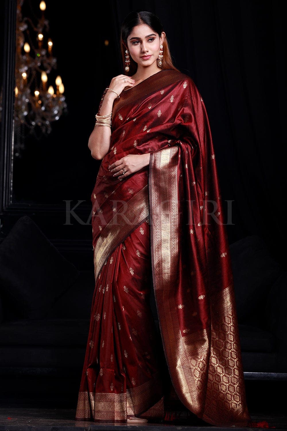 Mahogany Maroon Banarasi Saree